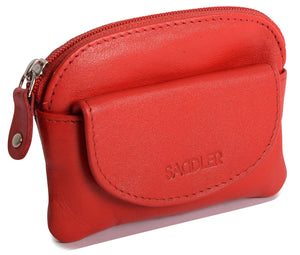 Compact Leather Zip-Top Coin Purse 